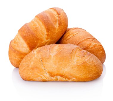 Üç somun ekmek beyaz arka plan üzerinde izole