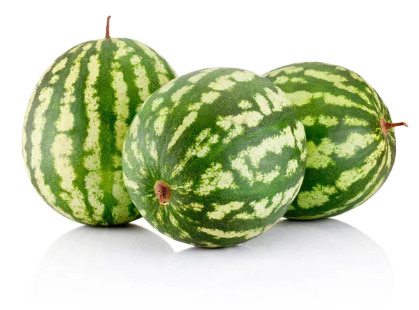 Three ripe watermelons berry isolated on white background — Stock Photo, Image