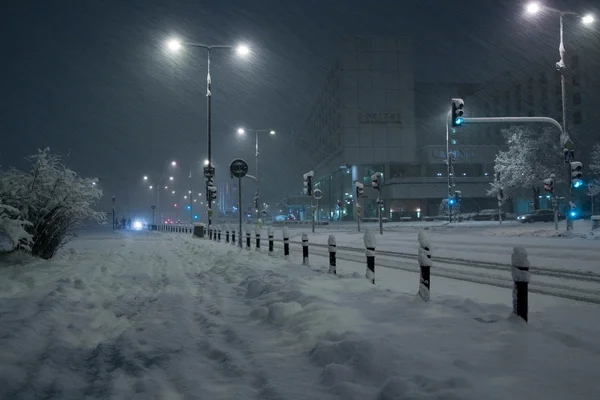 Warsaw city, blizzard — Stock Photo, Image