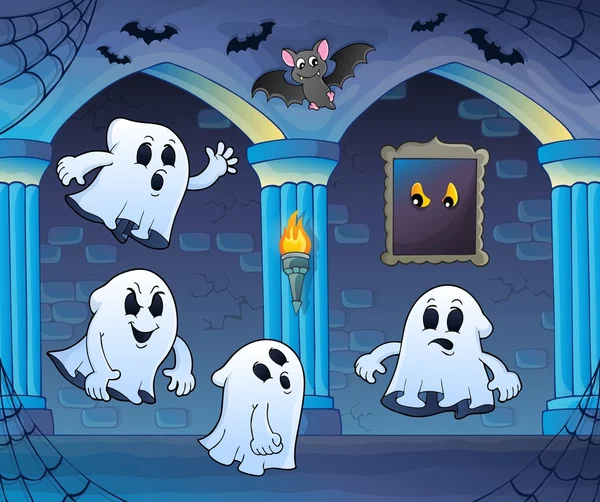 幽霊の城のテーマ 3 の幽霊 — ストックベクタ
