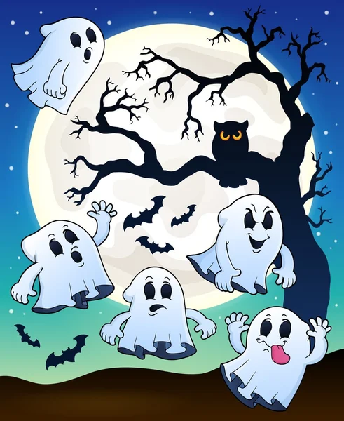 Halloween imagen con fantasmas tema 2 — Vector de stock