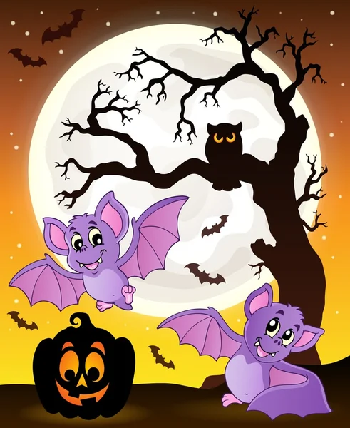 Halloween-tema med fladdermöss 1 — Stock vektor