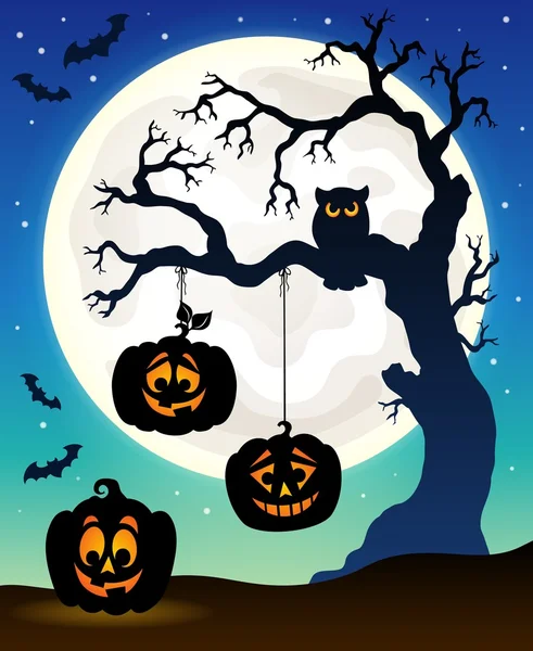 Halloween tree silhouette theme 5 — Stock Vector