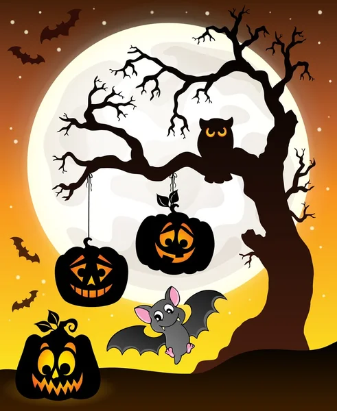 Halloween Boom silhouet thema 6 — Stockvector
