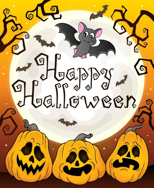 Fröhliches Halloween-Zeichen mit Kürbissen 3 — Stockvektor