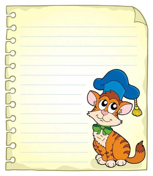 Σελίδα σημειωματάριων με γάτα δάσκαλο 1 — Διανυσματικό Αρχείο