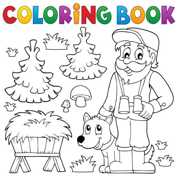 Coloring book forester theme 2 — Stock Vector