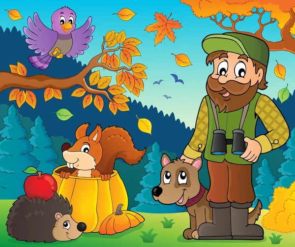 福雷斯特和秋季动物主题 1 — 图库矢量图片