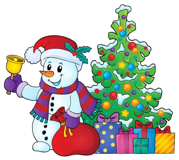 Kerst sneeuwpop onderwerp afbeelding 6 — Stockvector