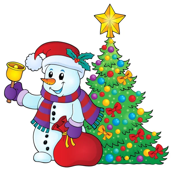 Χριστούγεννα χιονάνθρωπος θέμα εικόνα 3 — Διανυσματικό Αρχείο
