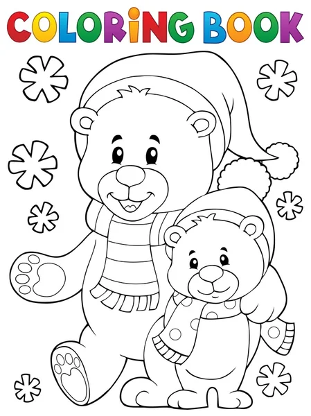 Coloring book winter bears theme 1 — Stock Vector