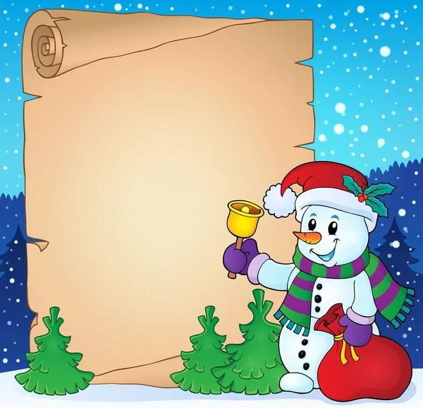 Pergaminho com tema de boneco de neve de Natal 2 — Vetor de Stock