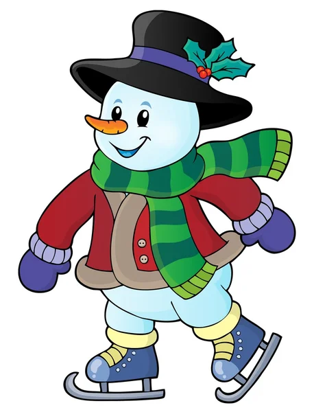 Schaatsen snowman thema afbeelding 1 — Stockvector