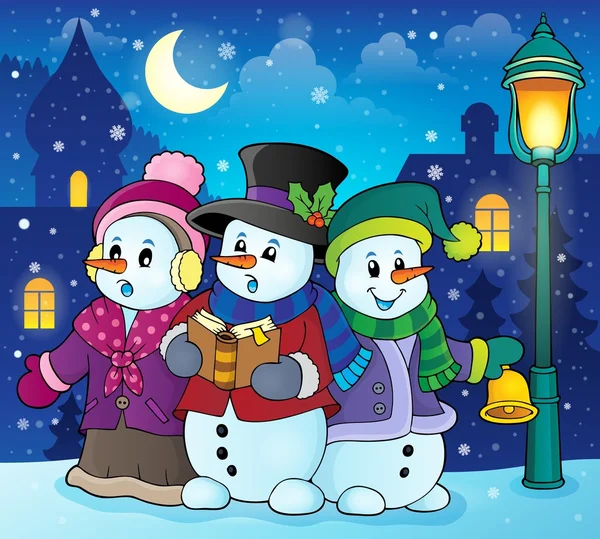 Snowmen carol singers theme image 2 — Stock Vector