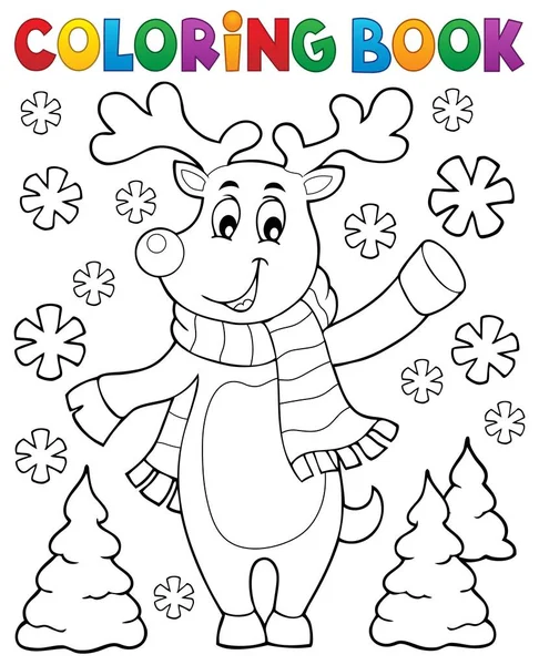 Coloring book stylized Christmas deer — Stock Vector