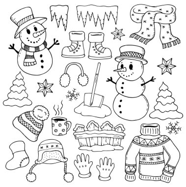 Winter theme drawings 1 clipart