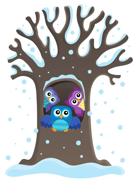Owl tree theme image 1 — Stock Vector