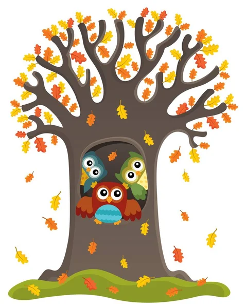 Hibou arbre thème image 3 — Image vectorielle
