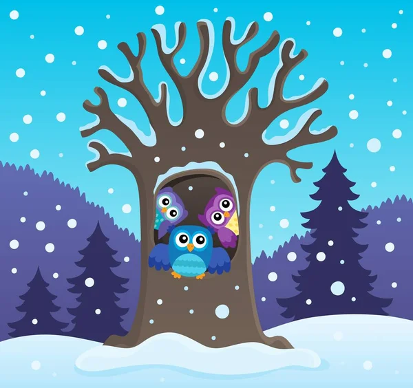 Hibou arbre thème image 2 — Image vectorielle