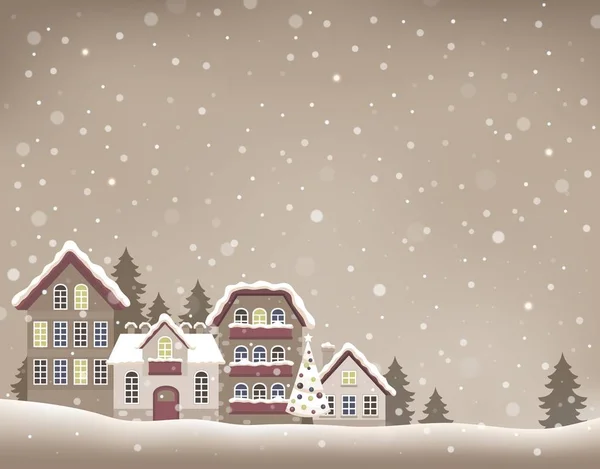 様式化されたクリスマス村のテーマ画像 1 — ストックベクタ