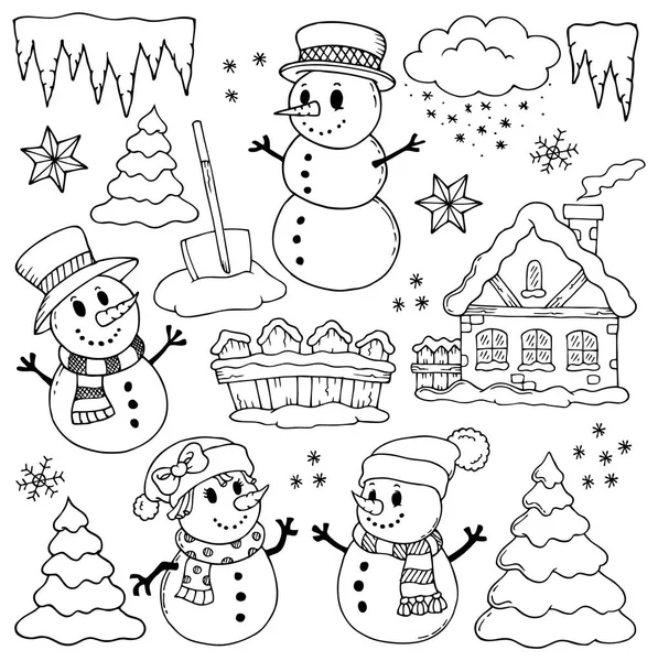 Winter theme drawings 2 — Stock Vector