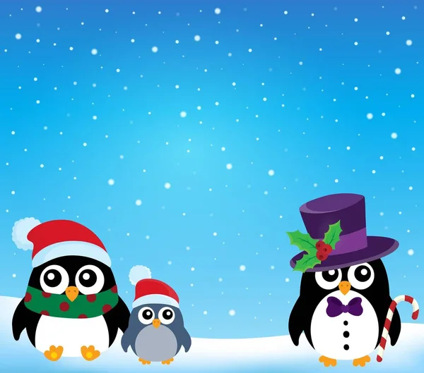 Стилизованные рождественские пингвины тема 1 — стоковый вектор