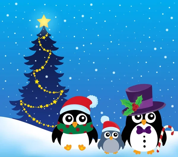 Tema de pingüinos de Navidad estilizado 2 — Vector de stock