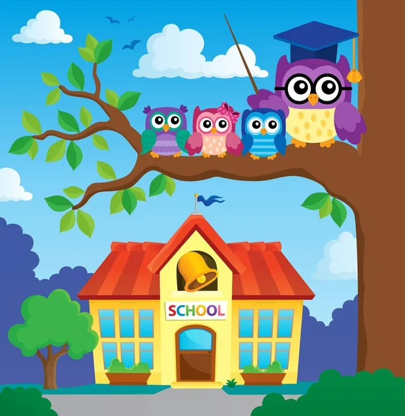 Imagem de tema de coruja escolar estilizada 7 —  Vetores de Stock