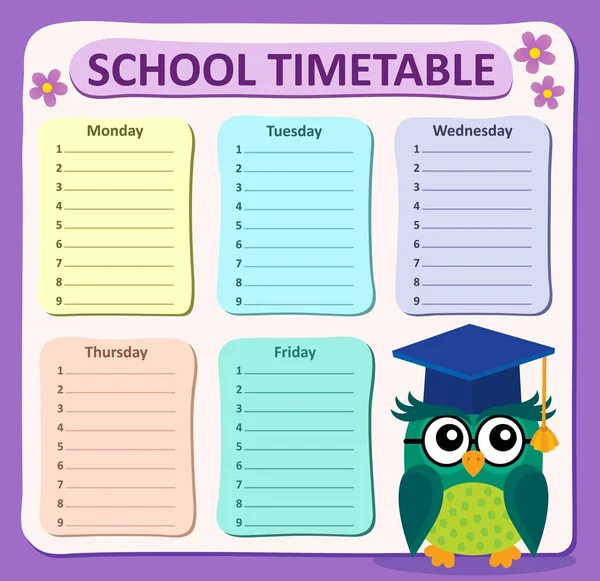 Weekly school timetable subject 4 — Stock Vector