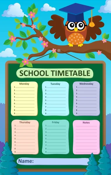 Weekly school timetable subject 5 — Stock Vector