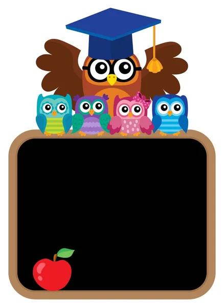 Κουκουβάγια δάσκαλος και owlets θέμα εικόνα 8 — Διανυσματικό Αρχείο