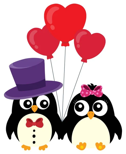 Immagine tema pinguini di San Valentino 1 — Vettoriale Stock