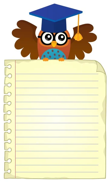 Notebook page with school owl theme 1 — Stock Vector