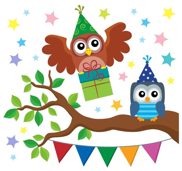 Party owls theme image 3 — Stock Vector
