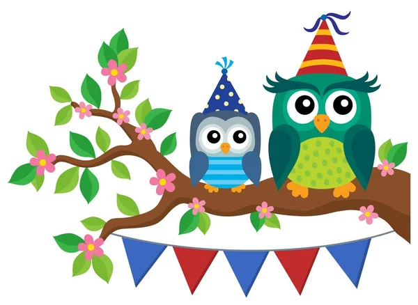 Party owls theme image 4 — Stock Vector