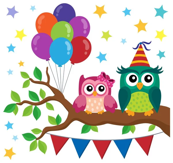 Party owls theme image 6 — Stock Vector