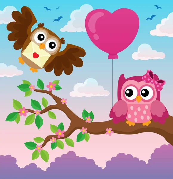 Valentine owls theme image 4 — Stock Vector