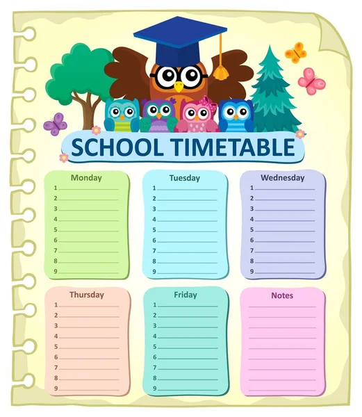 Weekly school timetable subject 7 — Stock Vector