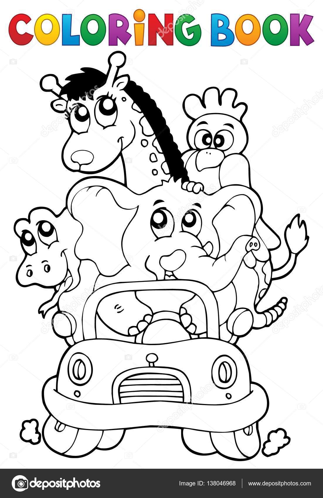 Animali libro da colorare in automobile — Vettoriali Stock Disegni da colorare libro animali in auto illustrazione di vettore eps10 — Vettoriali di clairev