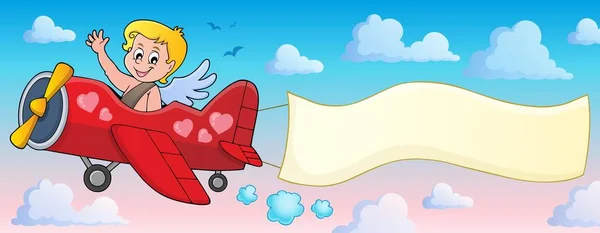 Airplane with Cupid theme image 2 — Stock Vector