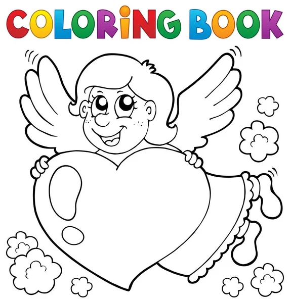 Libro para colorear Cupido tema 3 — Vector de stock