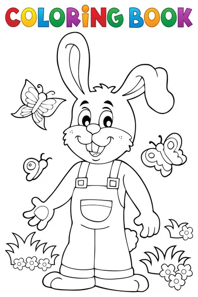 Libro para colorear Conejo de Pascua tema 6 — Vector de stock