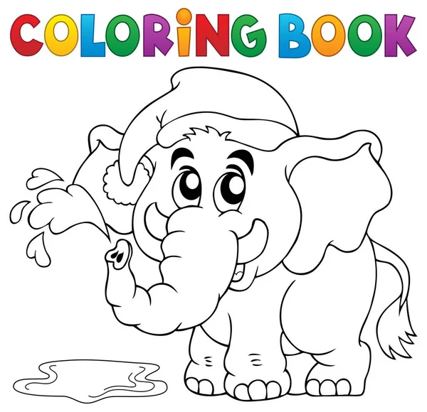 Coloring book elephant with hat — Stock Vector