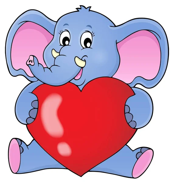 Éléphant tenant coeur thème image 1 — Image vectorielle