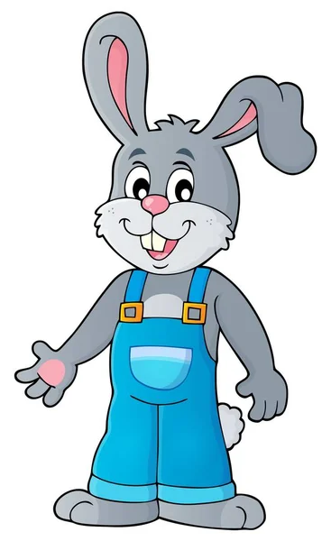 Happy bunny in overalls — Stock Vector