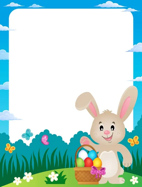 Cadre avec panier de Pâques et lapin 3 — Image vectorielle