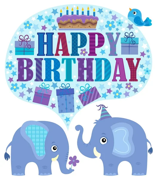 Joyeux anniversaire thème avec éléphants 2 — Image vectorielle