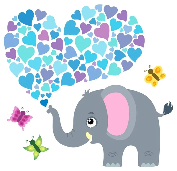 발렌타인 코끼리 테마 이미지 3 — 스톡 벡터