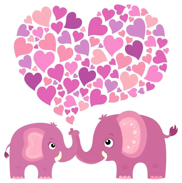 Valentine elefant temabild 4 — Stock vektor