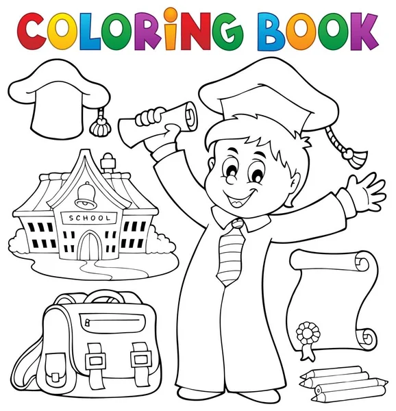 Coloring book graduation theme 1 — Stock Vector